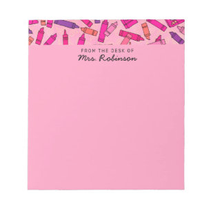 Bloc-note Crayons rose mignonne Professeur du bureau de
