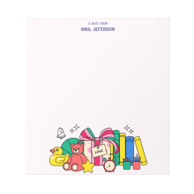 Bloc-note Crayons, Teddy Bear, Livres & Canard Cadeaux de No (Devant)