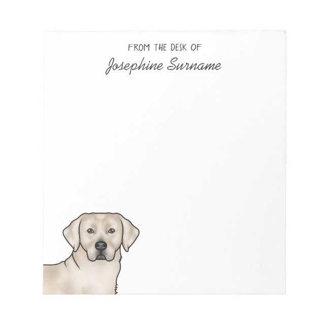Bloc-note Cream Labrador Retriever Lab Dog Avec Nom Personna (Devant)