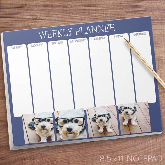 Bloc-note Créez votre propre collection photo Navy 4 photos (Weekly Planner Notepad - Personalized)