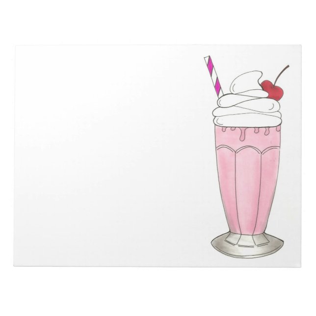 Bloc-note Crème de glace aux fraises roses Shake Milkshake D (Devant)