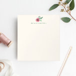 Bloc-note Crème florale rose personnalisée<br><div class="desc">Le Bloc-notes présente une fleur rose et des accents botaniques verts dans de jolies aquarelles douces, sur un élégant arrière - plan écru. Ajoutez un nom, un monogramme ou un message dans la coordination des lettres vert foncé chasseur. Pour conserver l'aspect unique de l'exemple de texte présenté, utilisez un espace...</div>