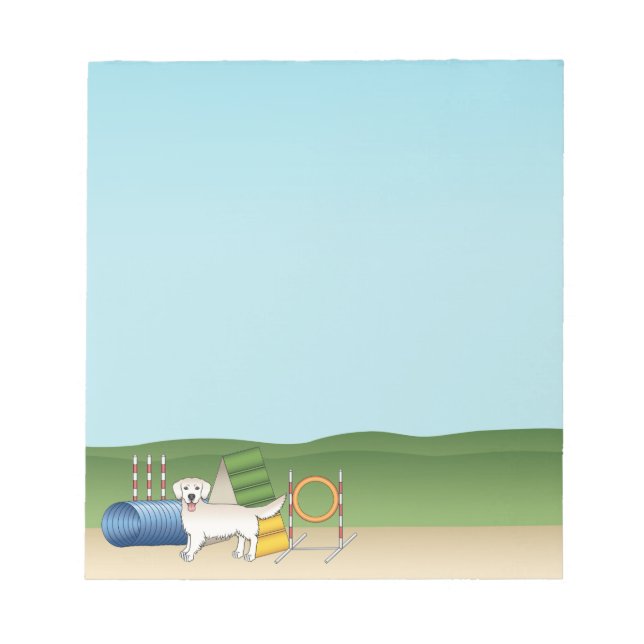 Bloc-note Crème Golden Retriever Avec Équipement D'Agilité (Devant)