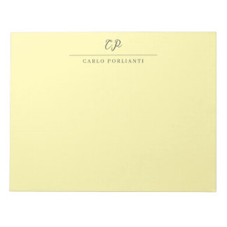 Bloc-note Crème Moderne Calligraphie Plain Nom Monogrammé