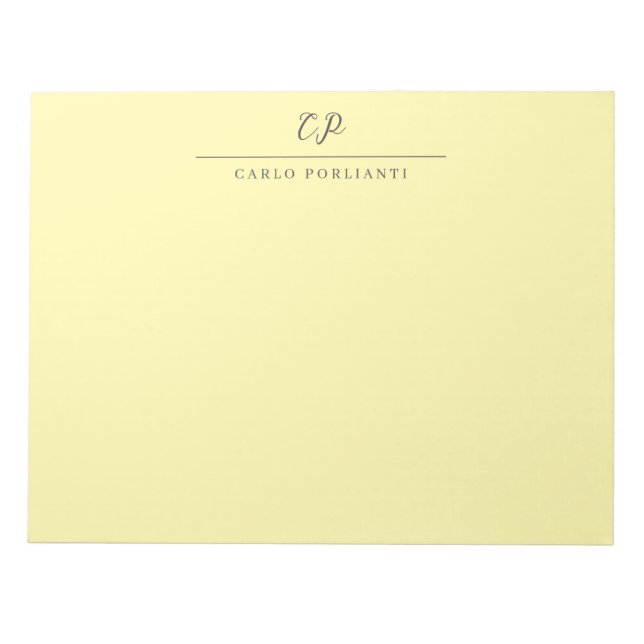 Bloc-note Crème Moderne Calligraphie Plain Nom Monogrammé (Devant)