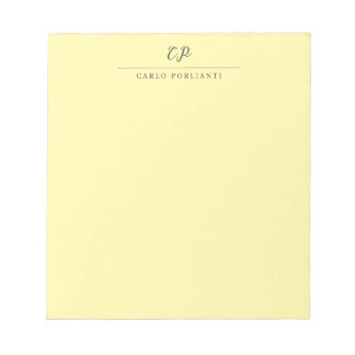 Bloc-note Crème Moderne Calligraphiée Nom Simple Monogrammé