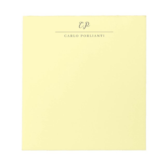 Bloc-note Crème Moderne Calligraphiée Nom Simple Monogrammé (Devant)