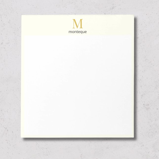 Bloc-note Crème Or Monogramme Nom Personnalisé Cadeau Luxe (Créateur téléchargé)
