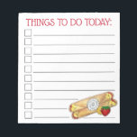 Bloc-note Crêpe Pancake France Liste des choses à faire<br><div class="desc">Le design présente une illustration originale d'une crêpe à la fraise et à la banane, surmontée d'une poupée de crème fouettée. Ce modèle alimentaire est également disponible sur d'autres produits. De nombreux autres modèles sur le thème de la nourriture et de la cuisine sont également disponibles dans cette boutique. Une...</div>