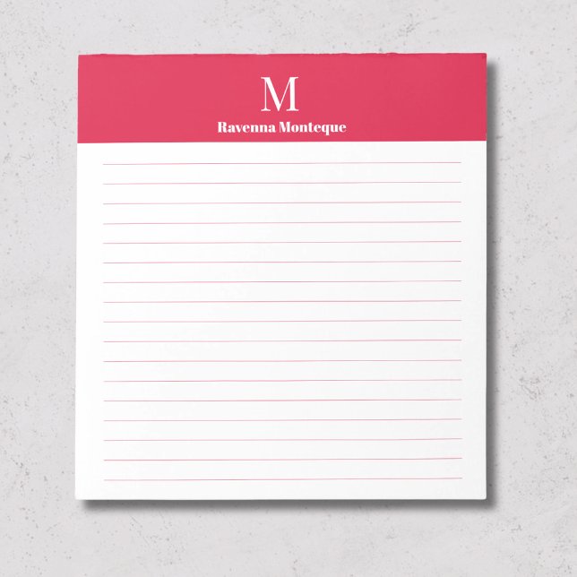 Bloc-note Crimson Classic Personalized Letter Monogram Lined (Créateur téléchargé)