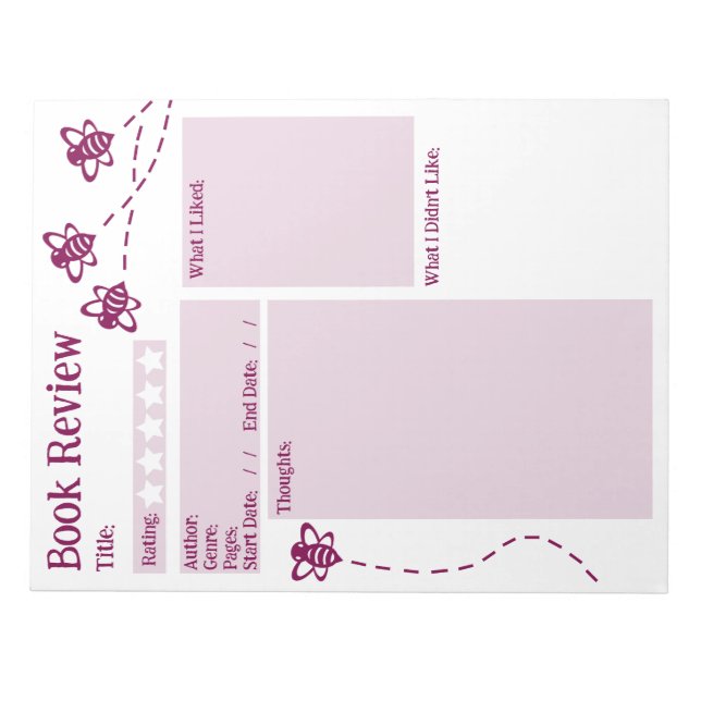 Bloc-note Critique du livre Lecture Bee Notepad (Devant)