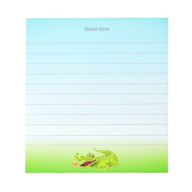 Bloc-note Crocodile mignon sur Bleu clair (Devant)