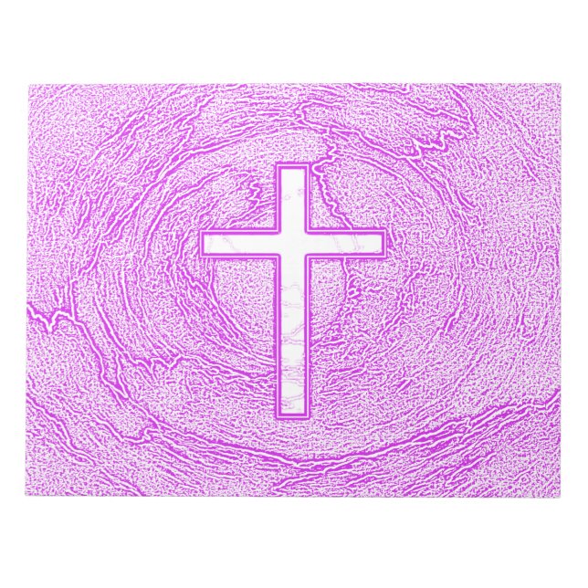 BLOC-NOTE CROIX BLANCHE SOULIGNÉE EN ROSE (Devant)