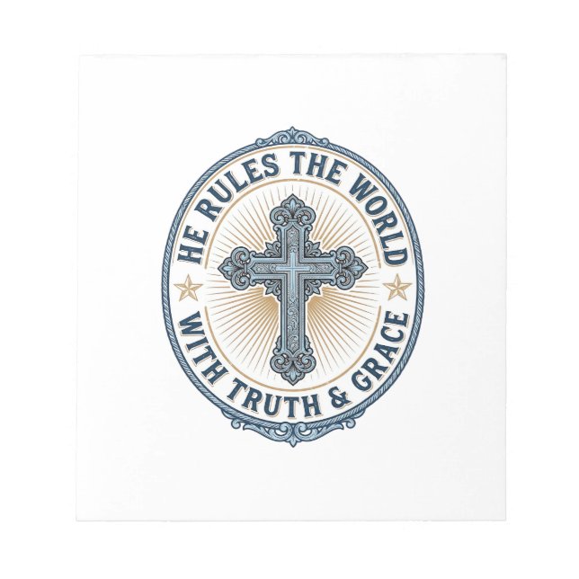 Bloc-note Croix Chrétienne Il Règne sur le Monde (Devant)