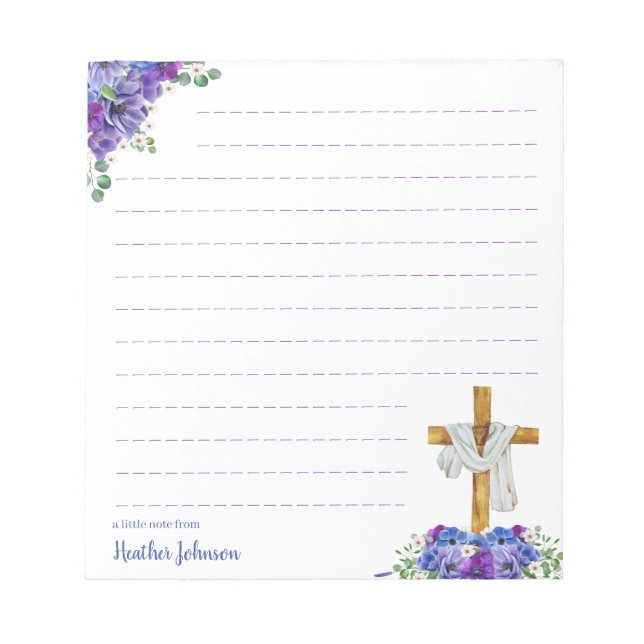 Bloc-note Croix de Pâques chrétienne à l'aquarelle personnal (Devant)