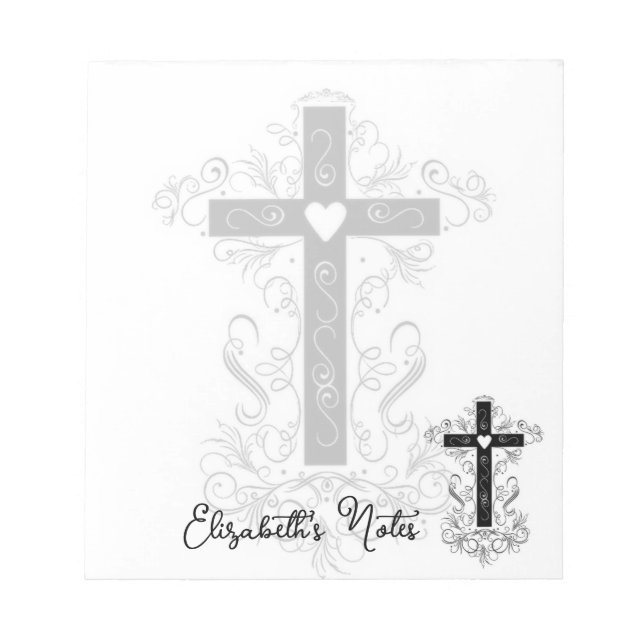 Bloc-note Croix personnalisée avec fioriture (Devant)