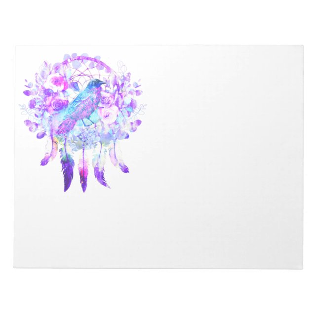 Bloc-note Crow Dreamcatcher Blue Purple Floral (Devant)