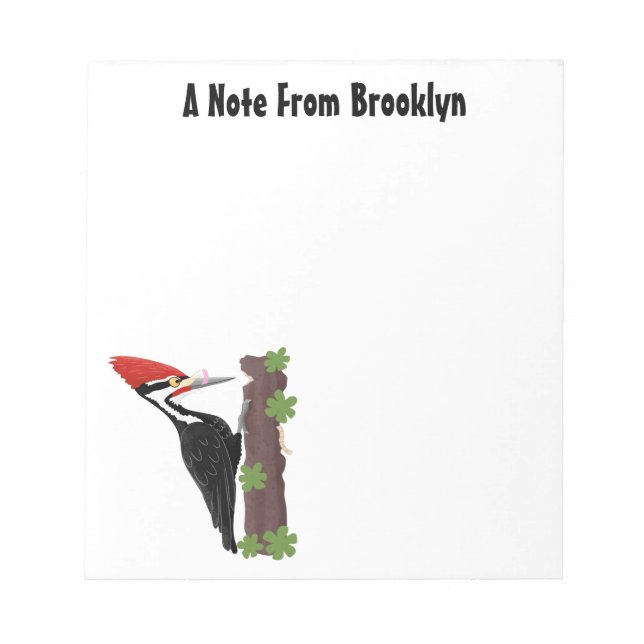 Bloc-note Cue drôle Pileated woodpecker dessin d'illustratio (Devant)