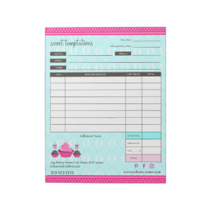 Bloc-note Cupcake and Cake Pops Receipt Order Form