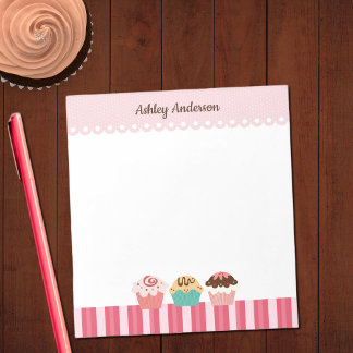 Bloc-note Cupcakes et rayures roses