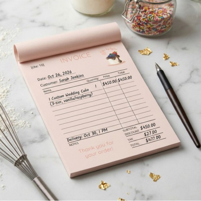 Bloc-note Custom Cake & Bakery Business Invoice Notepad (Créateur téléchargé)