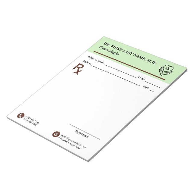 Bloc-note Custom Doctor Prescription Notepad Editable RX Pad (Incliné)