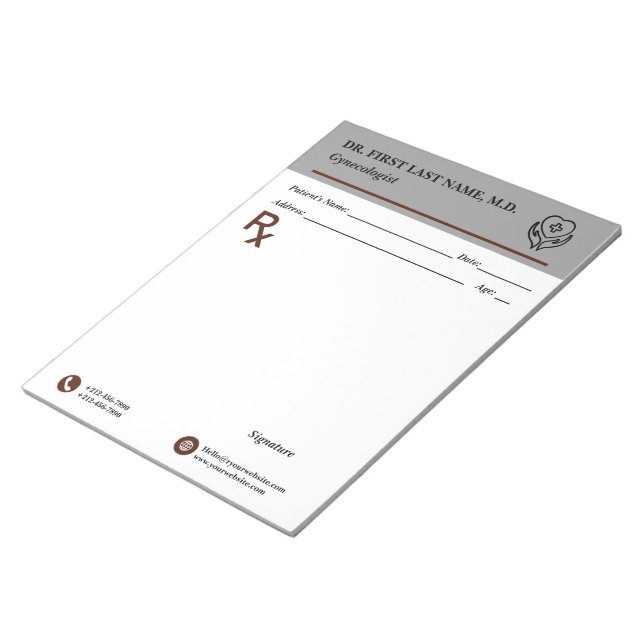 Bloc-note Custom Doctor Prescription Notepad Editable RX Pad (Incliné)