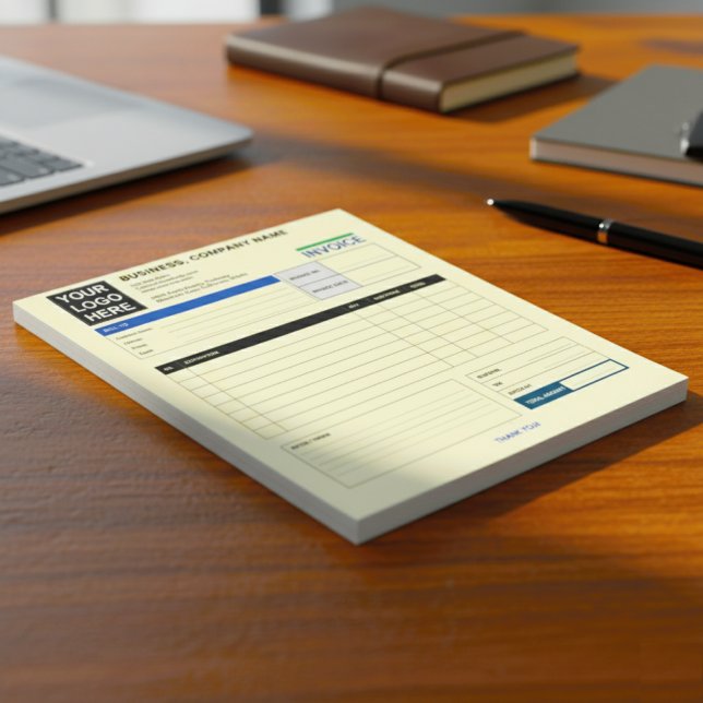 Bloc-note Custom Logo Small Business Invoice Sales Receipt (Custom company logo invoice)