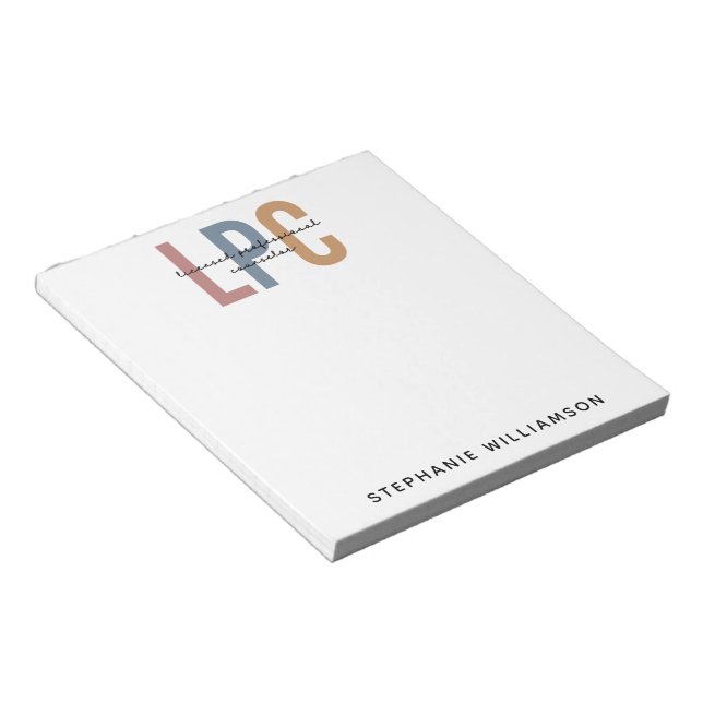 Bloc-note Custom LPC Licensed Professional Counselor (Incliné)