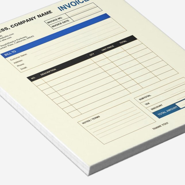 Bloc-note Custom Minimalist Business Invoice Sales Receipt (Modern Small Business Invoice Sales Receipt Gray Notepad)