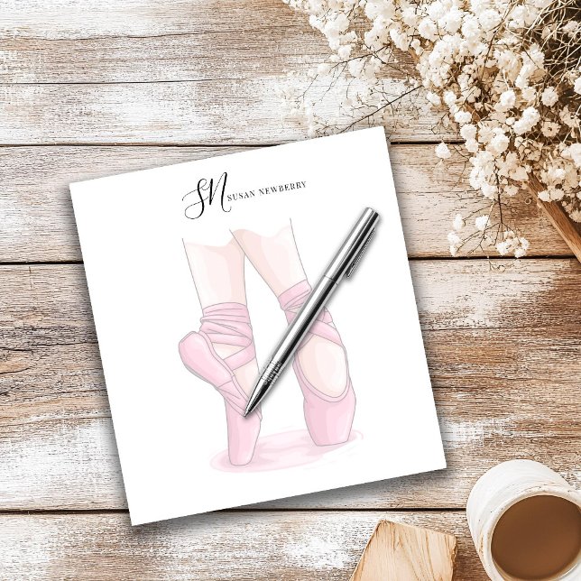Bloc-note Custom Name and Initials Ballet Pointe Notepad (Créateur téléchargé)