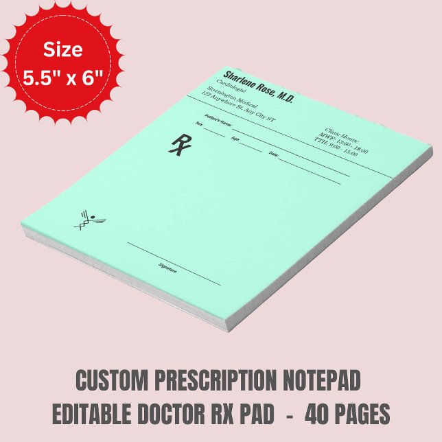 Bloc-note Custom Prescription Notepad – Editable Doctor RX (Custom Prescription Notepad – Editable Doctor RX)