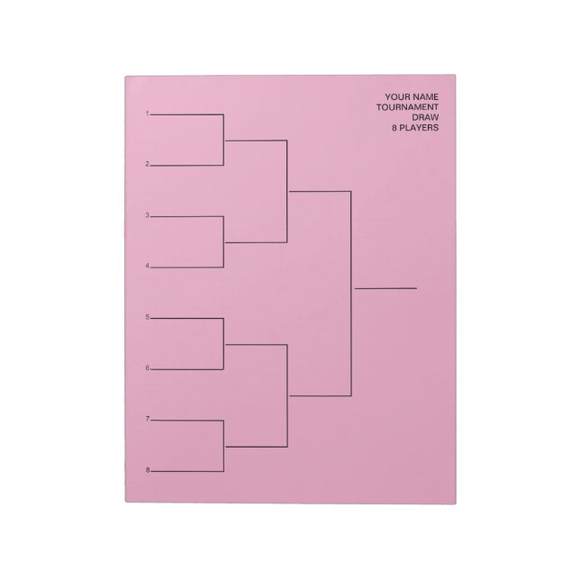 Bloc-note Custom tournament draw template for 8 players (Tourné)