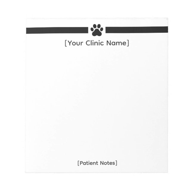 Bloc-note Custom Veterinary Office Notepad - Clinic Logo (Devant)