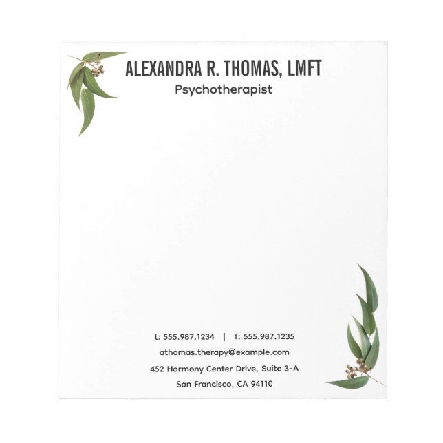 Bloc-note Custom Your  Eucalyptus Psychotherapist (Devant)