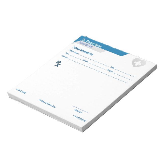 Bloc-note Customizable RX Pad for Doctors - Prescription Pad (Tourné)