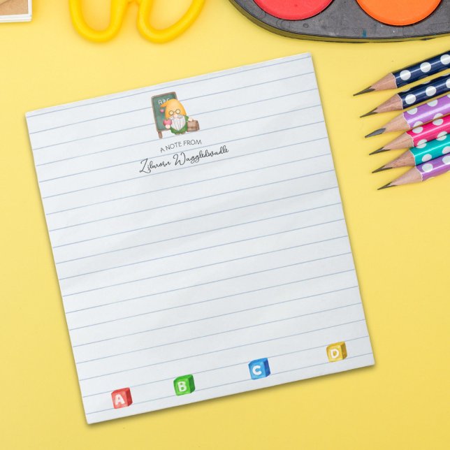 Bloc-note Cute Aquarelle Gnome Enseignant Avec Cubes ABCD (Créateur téléchargé)