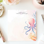 Bloc-note Cute aquarelle Octopus Océan Personnalisé<br><div class="desc">Ce bloc-notes personnalisé est doté d'une pieuvre d'aquarelle blanche entourée de coraux pastel doux et d'éléments océaniques. Le design élégant et ludique est parfait pour les amateurs de vie marine, les amateurs de plage et ceux qui apprécient la papeterie nautique. Customisez le texte en haut pour une touche unique, ce...</div>