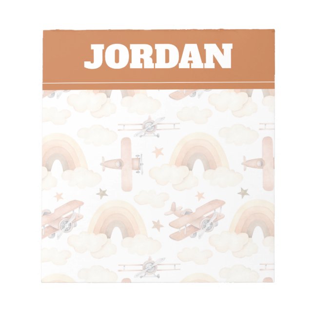 Bloc-note Cute aquarelle Rainbow Motif d'avion (Devant)