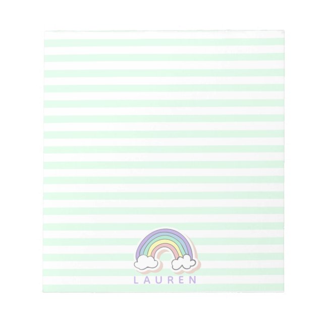 Bloc-note Cute arc-en-ciel - Mint Green Striped Kids (Devant)