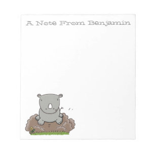 Bloc-note Cute baby rhino green cartoon illustration