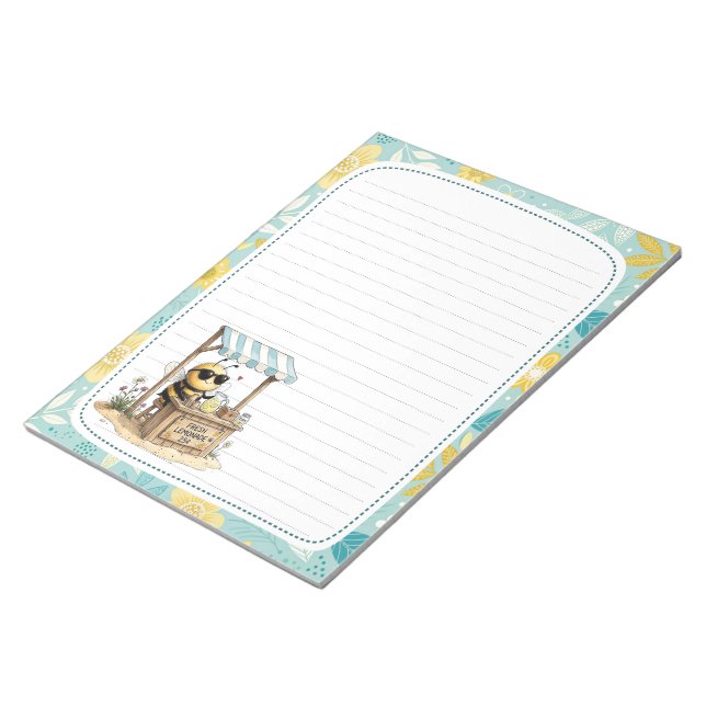 Bloc-note Cute Bee Lemonade Stand Full Page Lined Stationery (Incliné)