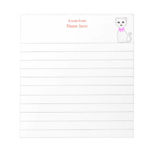 Bloc-note Cute Blanc Chat Lined