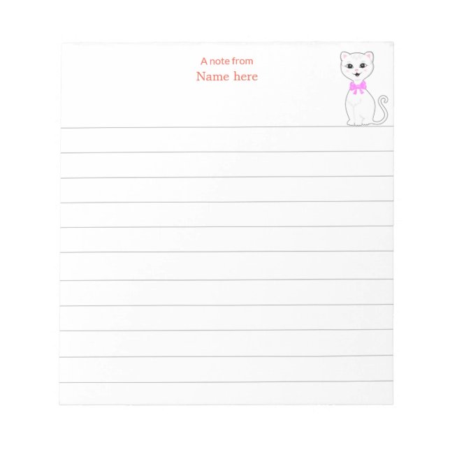 Bloc-note Cute Blanc Chat Lined (Devant)