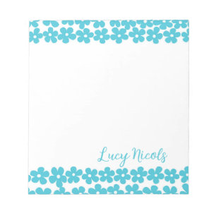 Bloc-note Cute Blue Minimalist Daisy Motif Floral Nom
