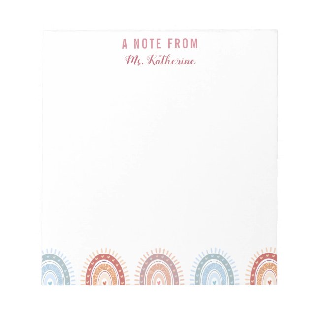 Bloc-note Cute Bohemian Rainbow Enseignant (Devant)