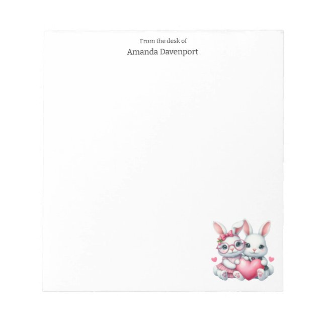 Bloc-note Cute Bunnies Sharing a Heart (Devant)