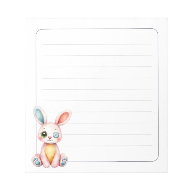 Bloc-note Cute Bunny 5.5 x 6 Rabbit Stationery Gift Lined (Devant)