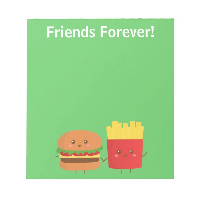 Bloc-note Cute Burger et Frites Amis pour Toujours (Devant)