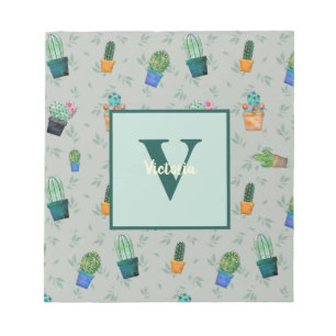 Bloc-note Cute Cactus Motif de fleurs vertes